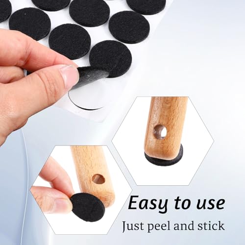 162Pcs Black Felt Pads for Chair Legs 1" Felt Furniture Pads 1 inch Non Slip Felts Pad Chair Feet Felts for Hardwood Floors Non Slip Self Adhesive Furniture Feet Table Leg Pad, Round