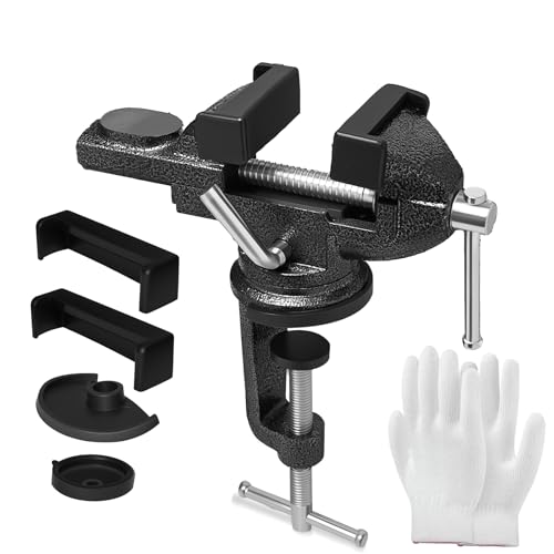2.3 In Portable Bench Vise, 360° Swivel Base Clamp-On Table Vise – Multi-Purpose Tool for Golf Grip Kit, Woodworking, Crafting, Model Making, Metalworking & DIY - size: 2.3 in