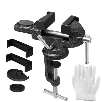 2.3 In Portable Bench Vise, 360° Swivel Base Clamp-On Table Vise – Multi-Purpose Tool for Golf Grip Kit, Woodworking, Crafting, Model Making, Metalworking & DIY - size: 2.3 in