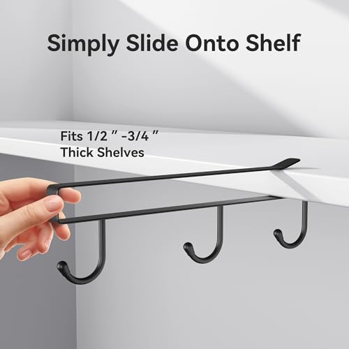 ECROCY Coffee Mug Holder Under Shelf, 3pcs Coffee Cup Holder Only Fits Flat Shelf Without Any Lip, Clip-On Mug Hooks No Drilling Free Damage - color: White
