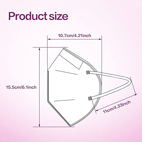 Miuphro KN95 Disposable Face Mask 25 Pack 5-Ply Breathable Safety Masks Against PM2.5, Disposable Respirator Protection Mask for Men and Women White - color: White