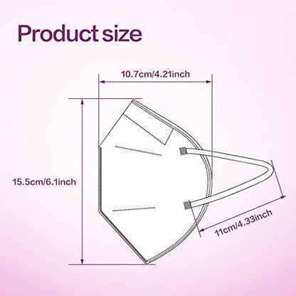 Miuphro KN95 Disposable Face Mask 25 Pack 5-Ply Breathable Safety Masks Against PM2.5, Disposable Respirator Protection Mask for Men and Women White - color: White
