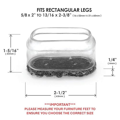 Slipstick GorillaOutdoor Berber Furniture Feet Pads with Clear Sleeve Sock (16 Pack) Weatherproof Outdoor Furniture Sliders for Large Rectangular Legs - size: Rectangular Large x 16