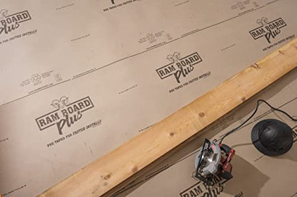 Ram Board Plus Heavy Duty 38 inch x 100 feet, Faster Installs, Pre-Taped, Painting, Remodeling, Construction Temporary Floor Protection (317 Sq. Ft.)
