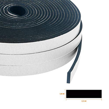 High Resilience Foam Seal Tape, 1/2 Inch x 1/8 Inch, Neoprene Weather Stripping for Doors & Windows, 59 Feet (3 Rolls x 19.7ft) - size: 1/2in * 1/8in * 59FT