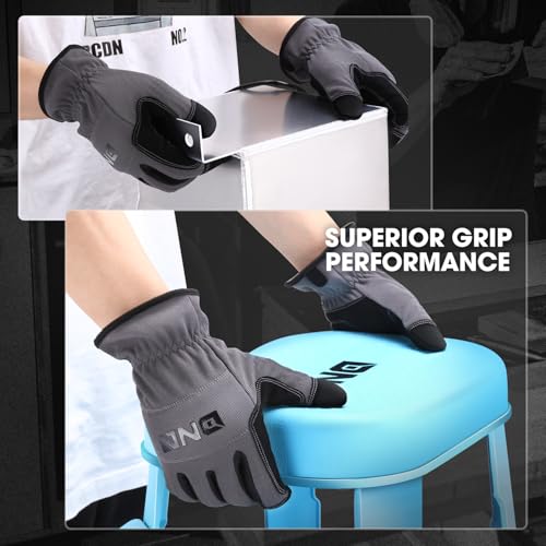 DNA MOTORING 4pair Multi-Purpose Utility Machanic Gloves, Flexible Breathable Performance Padded Knuckles Palm Work Gloves, Grey, TOOLS-00582 - color: Grey-4pair