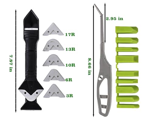 2 pieces 3-IN-1 Caulk Tool for Removal and Applicationl, Suitable for precision machining tools in bathrooms, kitchens, and other areas