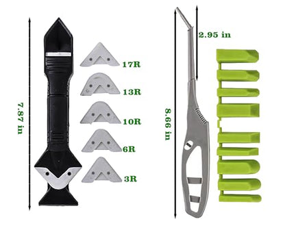 2 pieces 3-IN-1 Caulk Tool for Removal and Applicationl, Suitable for precision machining tools in bathrooms, kitchens, and other areas