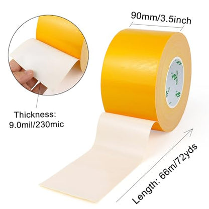 BOMEI PACK Yellow Sticky Duct Tape Heavy Duty Strong Industrial Color Duct Tape 3.6inch x 72yds for Packing and Repairing 1 Pack - color: Yellow