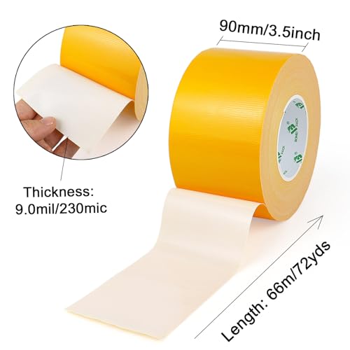BOMEI PACK Yellow Sticky Duct Tape Heavy Duty Strong Industrial Color Duct Tape 3.6inch x 72yds for Packing and Repairing 1 Pack - color: Yellow