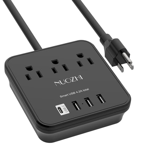 Cruise Essentials,6 Ft Power Strip with 3 Outlets and 4 USB Ports(1 USB C), Non Surge Protector for Cruise Ship, Travel, Home Office, ETL Listed, Black - color: Black