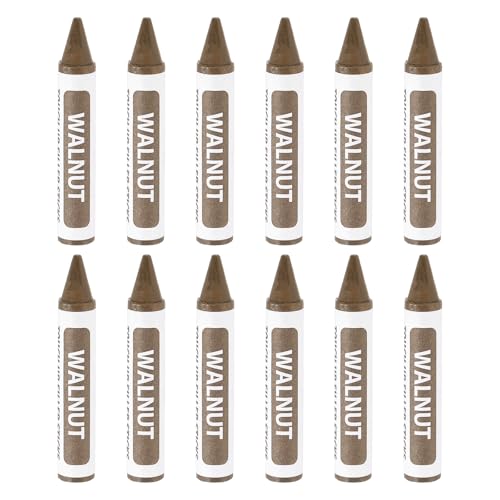 uxcell Furniture Repair Wood Markers, 12 Pcs Walnut Touch Up Filler Sticks, Wood Wax Pen Crayons for Scratches, Wood Floors, Tables, Cabinet, Carpenters, Cover Ups - color: Walnut