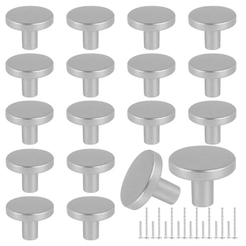 Romeda 12 Piece Drawer Knobs, Silver Cabinet Knobs with Screw, 30mm Drawer Pulls for Dresser, Kitchen, and Cabinet Drawers - color: 12 Pack | Flat Top-type Silver