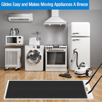 Oversized Large Appliance Slider with Pull Strap,Furniture Moving Slides for Floor Protection Premium Moving Mat for Tile Carpet and Hardwood Floor - size: 49" X 30" Black