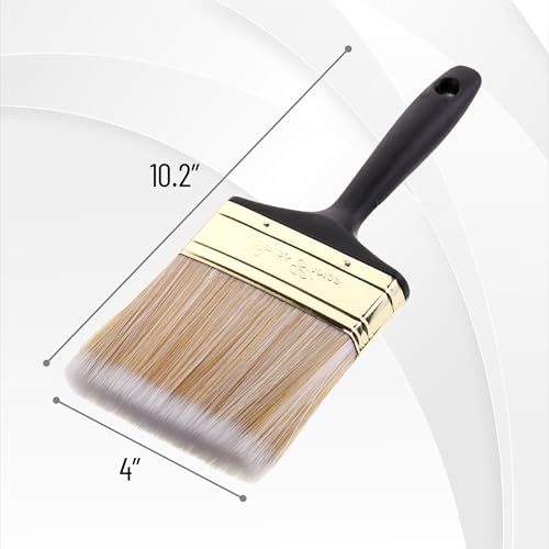 Bates- Deck Stain Brush, 2 Pack, 4 Inch, Soft Tip Wood Stain Brushes for Wood, Brass Plated Steel Ferrule, Ergonomic Handle - size: 4 Inch, 2 Pack