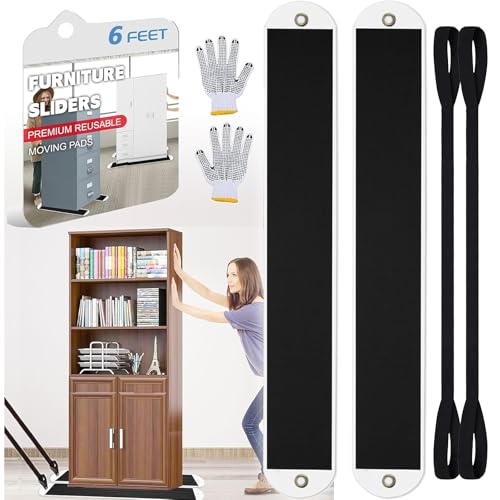 2 Set Large Furniture Sliders with Pull Strap,Appliance Moving Sliders,Heavy Duty Furniture Movers Sliders,Furniture Pull Sliders for Carpet and Hardwood Floors 6 feet - size: 6ft