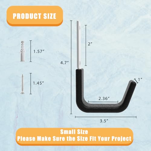 Heavy Duty Utility Hooks for Storage Wall Mount,Garage Wall Hooks for Hose, Bike, Ladder, Chainsaw, Leaf Blower Hanger (8 Small) - size: 8 Small