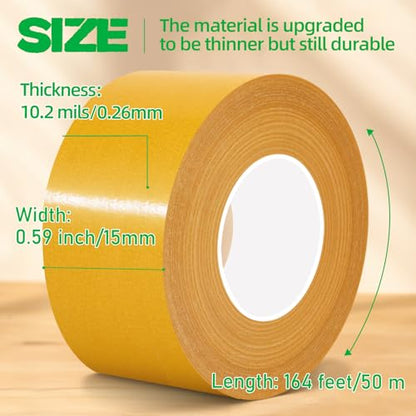 CHENYA 2" X 164 Ft,Double Sided Tape Heavy Duty,Strong Carpet Tape with Fiberglass Mesh,Super Sticky Clear Two Sided Tape for Mounting Crafts,Carpet,Picture,Wallpaper,Balloon - size: 2" x 164FT