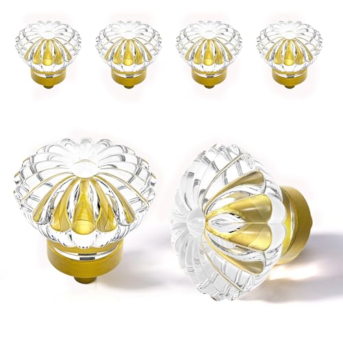 Antique Brass Crystal Cabinet Knobs Cabinets Knob, 4 Pack Flower Vintage Glass Clear Crystal Small Pull for Closet Dresser Drawers Cupboard Wardrobe, Retro Pulls Old Fashioned Drawer Gorgeous Handle - color: Antique Brass, size: 4pack