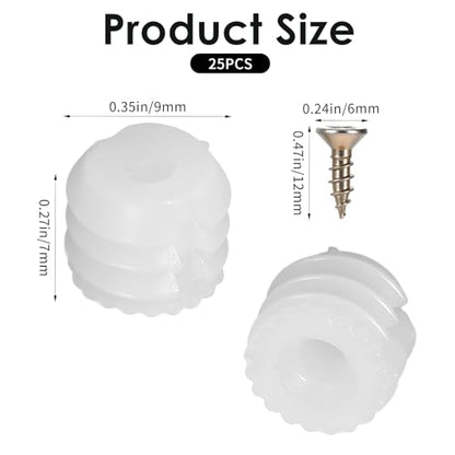 25 Pcs Plastic Dowel Inserts and Mounting Screws for Hinges Plastic Dowels Pre-Inserted Nuts Furniture Fittings for Cabinet Door Connections