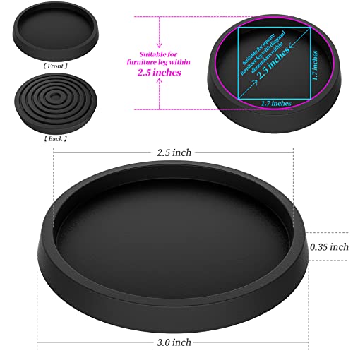 Furniture Leg Coasters 8Pcs Caster Cups 2.5”Non Slip Rubber Pads Hardwood Floors Protectors for Sofa Bed Piano Chair Leg Anti Slide Floor Protector - size: 2.5 inch