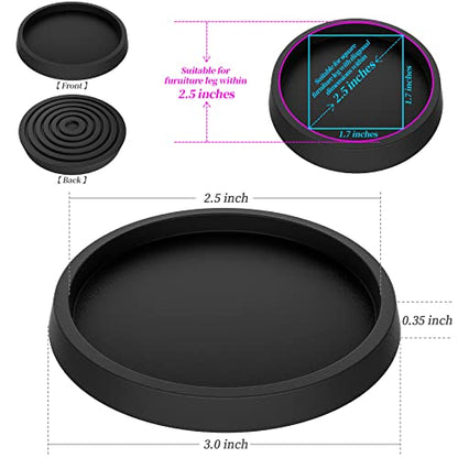 Furniture Leg Coasters 8Pcs Caster Cups 2.5”Non Slip Rubber Pads Hardwood Floors Protectors for Sofa Bed Piano Chair Leg Anti Slide Floor Protector - size: 2.5 inch