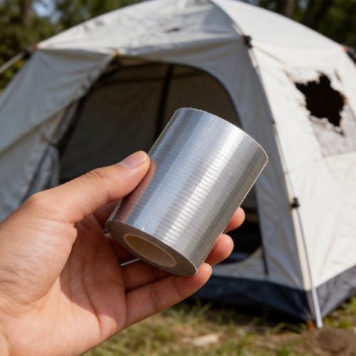 6 Pcs Mini Duct Tape, Portable Travel Duct Tape with Rope and Carabiner, Pocket Size Duc Tape for Outdoor Camping Travel Cycling Emergency Repair, 2" Wide x 10 Feet per Roll