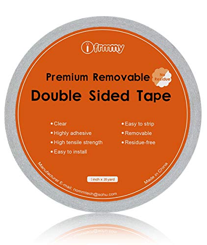 i frmmy Removable Clear Double Sided Sticky Tape- No Residue, Perfect for Gift Wrap, Woodworking- 1 inches x 20 Yards (2 Rolls) - size: 1 Inches x20 Yards (2 rolls)
