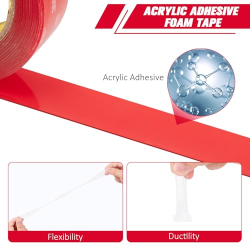 3M Heavy Duty Double Sided Tape 2''x15.4Ft Mounting Tape, 0.04in Thick Clear 4910 Adhesive Waterproof Foam Tape for Car Home Office Deco - color: Clear, size: Width 2"
