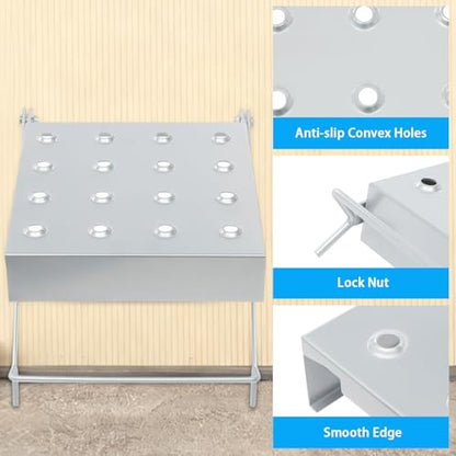 DYRABREST Ladder Work Platform Accessory Foldable Heavy Duty 330lbs Capacity Hanging Step for Multi-Purpose Articulated Ladders Silver
