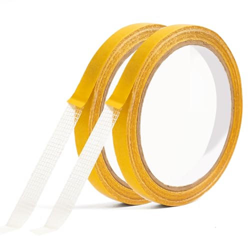 2 Roll Double Sided Tape Heavy Duty, 0.39in x 33FT(10m) Super Sticky Clear Tape High Tack Strong Wall Adhesive with Fiberglass Mesh Clear Tape, Fixed Carpet, Wall Decor Easy Use Mounting Tape - size: 0.39in x 33FT