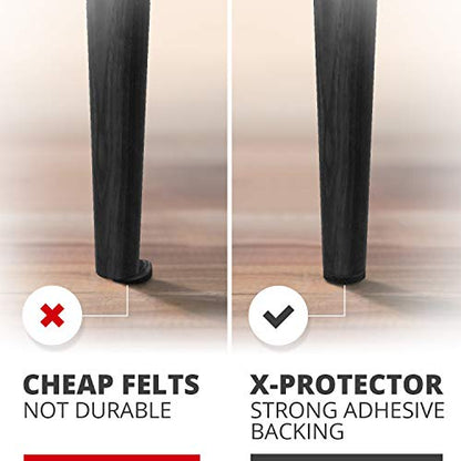 Felt Furniture Pads X-Protector - 48 PCS 1" - Premium Felt Pads Floor Protectors - Furniture Feet Wood Floors Protectors - Prevent Scratches, Annoying Noise & Protect Your Hard Surfaces! (Black) - size: 48 Pcs 1" Black, Round