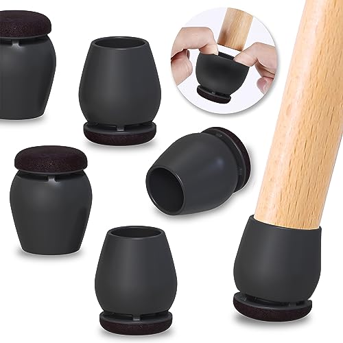 Ezprotekt 24 Pcs Black Chair Leg Floor Protectors for Hardwood Floors, Felt Furniture Pads Caps Covers, Bar Stool Floor Protectors Cups for Dining Table Desk Chair (Fit 0.83 "- 1.02", 21-26mm) - size: Medium