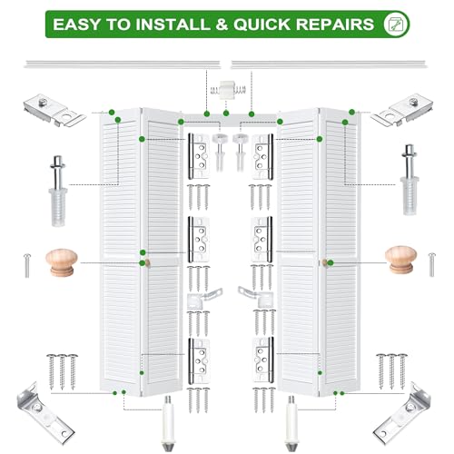 36IN Bi-fold Door Track Kit, 2Kit White Bi-fold Door Hardware Closet Door Track Repair Tool Kit Included Full Accessories - size: 36IN - 2Kit