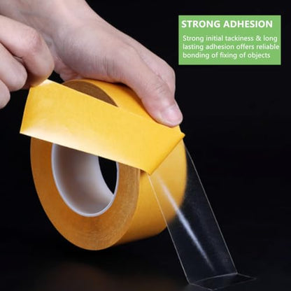 Ultra-Thin Clear Double Sided Tape Heavy Duty 2 Inch x 82 Feet Strong Clear Two Sided Mounting Tape for LCD Screen Repair, LED, Crafts, Posters, Scrapbook, Woodworking, Carpet, Clothes, Residue Free - size: 2 inch x 82 feet