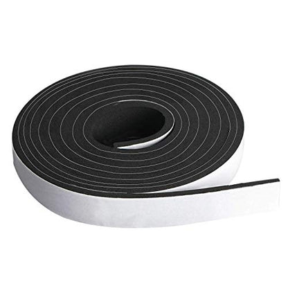 Neoprene Foam Strip Roll by Dualplex, 1" Wide x 10' Long x 1/8" Thick, Weather Seal High Density Stripping with Adhesive Backing – Weather Strip Roll Insulation Foam Strips - size: 1" Wide x 10' Long x 1/8" Thick