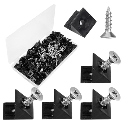 120Pcs Drawer Bottom Support Brackets,Plastic Angle Code Bracket Fasteners,Fixing Mending Wedges,Drawer Reinforcement Repair Kit for Furniture Sagging Drawer - color: Black 1