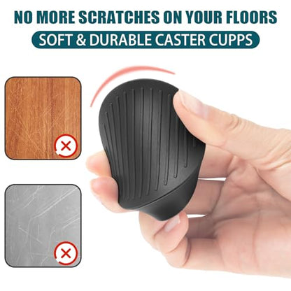 2 x 2 Rubber Caster Cups, Round Non Slip Furniture Pads, Non Skid Furniture Cups, Anti-Slip Gripper Furniture Caster Floor Grip, Anti Skid Leg Coasters Floor Protector for Bed Couch Stoppers(4 Pack) - size: Black-2x2 inch