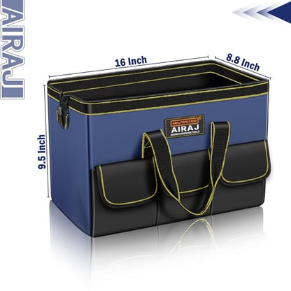 AIRAJ 16 Inch Tool Bag,Wide Mouth Tool Bags for Men,Tools Organizer for Home Repairs,Garage Storage,Professional Work,Portable Small Toolbags