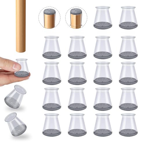16 Pcs Chair Leg Protectors for Hardwood Floors, Silicone Felt Furniture Leg Cover Pad for Protecting Floors from Scratches and Noise, Smooth Moving，X-Small(Fit Round Diameter：1/2" to 5/16") - color: Clear-16pcs, size: Universal X-Small