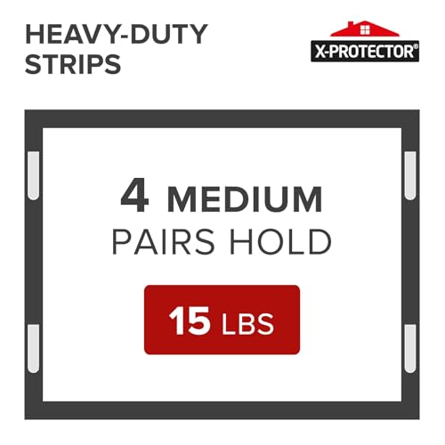 X-Protector Picture Hanging Strips - 20 Pairs Damage Free Picture Hangers - Self Adhesive Hangers Without Nails - Heavy Duty Wall Hanging Strips - Wall Sticky for Hanging Up to 15 LBS (Size M) - size: M