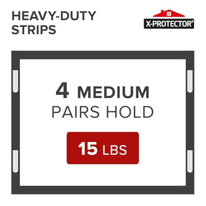 X-Protector Picture Hanging Strips - 20 Pairs Damage Free Picture Hangers - Self Adhesive Hangers Without Nails - Heavy Duty Wall Hanging Strips - Wall Sticky for Hanging Up to 15 LBS (Size M) - size: M