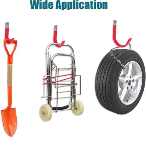 Heavy Duty Steel Garage Hooks,200 lbs Capacity,Large Metal Utility Storage Hook 2 Pack Garden Tool Organizer, Anti-Slip Wall Mount Hose Shed Shop Ladder Hanger J Hook - size: 8.2x5.3Inch