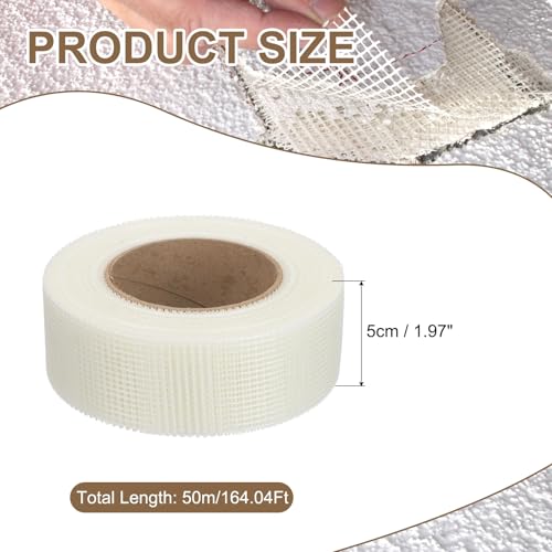 PATIKIL Drywall Repair Mesh Tape, 2 inch x 164 ft Fiberglass Repair Patch Self-Adhesive Dry Wall Joint Tape 9 Mesh Wall Hole Crack and Seam Patch, White - size: 2 inch x 164 Feet
