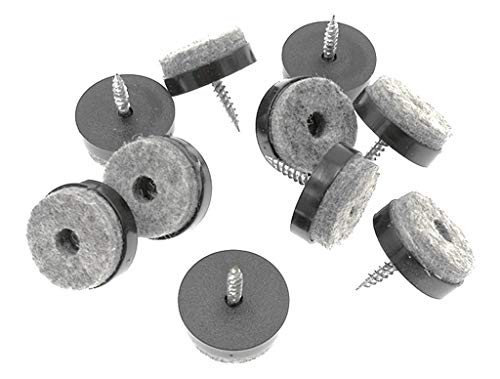 ALIMITOPIA 40pcs Screw-on Furniture Felt Pad Chair Glide Slider Hardwood Floor Protector for Wooden Leg Feet of Chair Table Furniture(Φ20mm or 0.8";Black) - size: 20mm(Black)