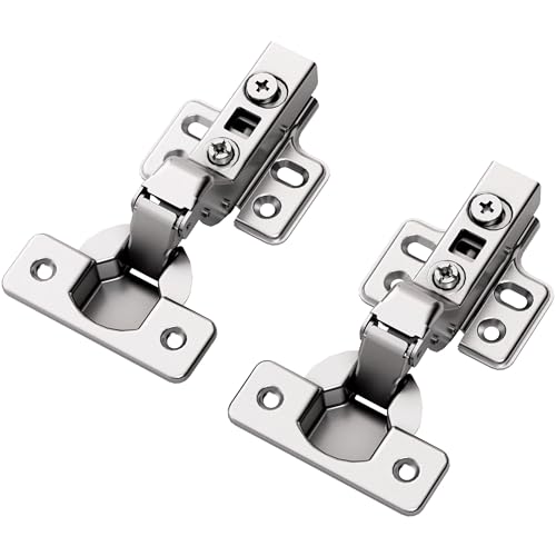 20pcs Inset Cabinet Hinge Frameless Concealed Door Hinges European Soft Closing Four-Hole Mounting Plate Hinges Nickel Plated Finish - color: Inset, size: 10 Pairs