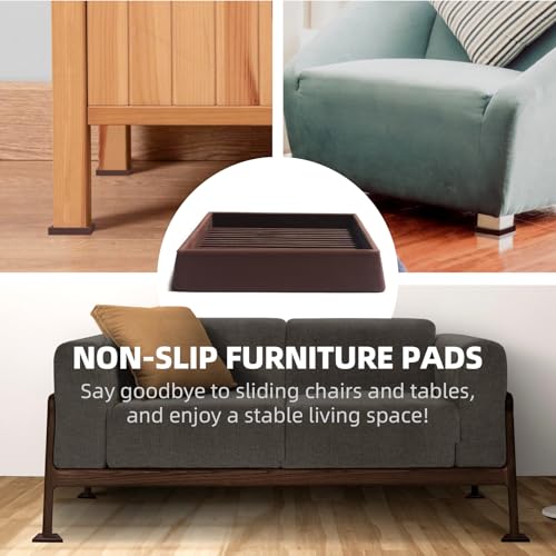 CalPalmy 3X3 Square Rubber Furniture Caster Cups with Anti-Sliding Floor Grip (Set of 8) - Customer Trusted Floor Pads for Furniture Legs and Furniture Floor Protectors - size: 3" x 3"