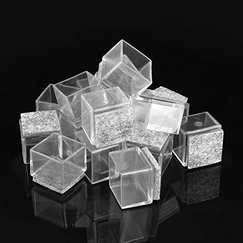 Anwenk 1''x1" Square Chair Leg Floor Protectors with Felt Pads 1inch 1 in Square Table Leg Protectors Chair Leg Caps Small, 16Pack,Clear - color: 16pack 1"x1"feltpad