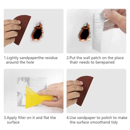 Drywall Repair Kit, 2/4/6/8/10Inch Drywall Patch Kit Self Adhesive Aluminum Plasterboard Wall Patches Quick Fix Plaster Wall with Scraper for Plaster Roof Drywall Crack Repair (13Pcs Kit)