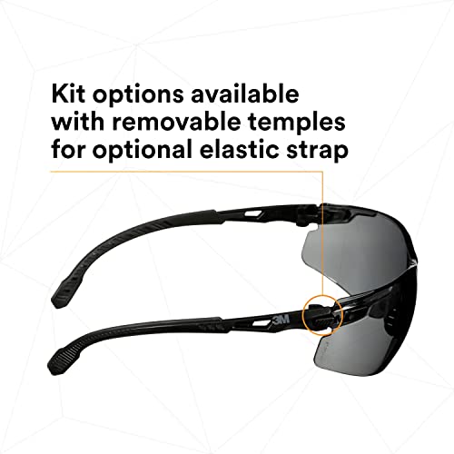3M Safety Glasses, Solus 1000 Series, S1502SGAF-KT, Kit with Removable Foam Gasket and Strap, Black Frames, Gray Scotchgard Anti-Fog Coated Lens, Pack of 1 - color: Black Frame